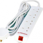 MicroConnect 4 gang UK Surge Protected, Power Strip 2M White 4-way UK