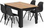Leobert Rectangular table set 120x80 craft + 4 OSAKA chairs black