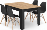 LEOBERT Table NP 120x80 Artisan black legs + 4 OSAKA chairs black natural legs