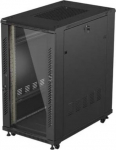 Lanberg Standing rack installation cabinet 19" 22U 600x1000 black glass door ( flat pack)
