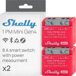Shelly 1PM Mini Gen4 2-pack - relay switch with power metering 1x 8A (WiFi, Bluetooth, Zigbee, Matter)