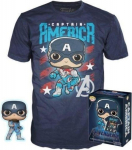 Funko Pocket Pop! & Tee (Child): Marvel - Captain America (Special Edition) Bobble-Head Vinyl Figure (4cm) & T-Shirt (M)