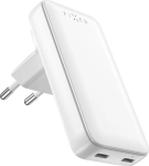 Fixed Slim Traveller 2xUSB-C Travel Charger with world adapters, GaN, 45W | White