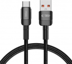 USB-kaabel USB-A otsik <-> USB-C otsik, 1m, 100W / 5A, must, vastupidav, Tech-Protect