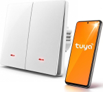 Qoltec 52706 Smart 2-Gang Light Switch | Wi-Fi | Timer | Tuya | Smart life | White