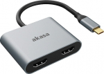 Akasa USB-C auf Dual HDMI MST Adapter - 4K@60Hz, 4K@30Hz dual