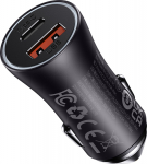 Baseus Car Quick Charger 12-24V 60W USB-A + USB-C QC4+ PD, Dark Gray