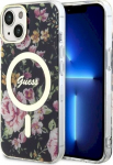 Guess GUHMP14MHCFWSK Flower MagSafe Hardcase for iPhone 14 Plus / 15 Plus 6.7" / black