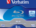 BD-R Verbatim 25GB 13h 6x, Jewel, Blu-ray, Hard Coat, Recordable, 1 toorik tavapakendis