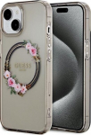 Guess GUHMP15SHFWFCK Hardcase IML Flowers Wreatch MagSafe for iPhone 15 / 14 / 13 6.1" / black