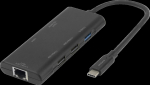 Deltaco 6-in-1 USB-C-hubby, black