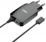 2GO Ladeger&auml;t 12W 1-Port 1x USB-A with. USB-C Kabel 140cm sw