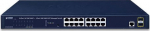 Planet IPv4/IPv6, 16-Port 10/100/1000Base-T + 2-Port 100/1000MBPS SFP L2/L4 SNMP Manageable Gigabit Ethernet Switch(supports ERPS Ring, CloudViewer app, MQTT and Cybersecurity feature)