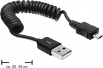 DELOCK USB Kabel A -> Micro-B St/St 0.20m-0.60cm Spiralkabe