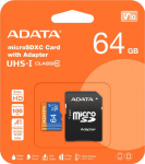 MEMORY MICRO SDXC 64GB CLASS10/W/A AUSDX64GUICL10A1-RA1 ADATA