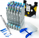 Double-sided Marker Pens ARRTX Oros, 24 Colours, blue tone shade
