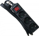 M-Cab SOCKET STRIP 3S PVC 1.5M BK ECO, 16A/3680W