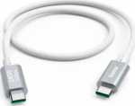 USB-kaabel Hama USB-C USB3.2 Gen2 Type-C pistik, max 10Gbit/s 5A 48V 240W Power Delivery,1.5m valge nylon, topeltvarjestus
