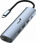 Genius Computer Technology HUB USB Genius USB (3.0) hub 4-port, UH-545, szary, Genius, 3x USB 3.0, 1x RJ45