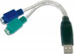 DIGITUS adapter cablee USB1.1 -> 2xPS/2 St/Bu 2xMini-Din6/F