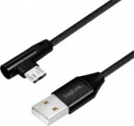 LogiLink micro USB w oplocie 0.3m angled black - kabel LogiLink USB 2.0 - micro USB 0.3m M/M angled black