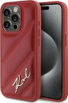 Karl Lagerfeld KLHCP15XPQDSMGR Diagonal Quilted Script Hardcase for iPhone 15 Pro Max 6.7" / red