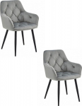 Leobert YORK chair - silver gray velvet / black legs x 2