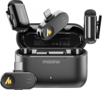 maono Wave T1 Mini (USB-C &amp, Lightning + Charge Case) Black (Juodi) Belaidžiai Mikrofonai