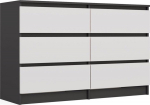 TOP E SHOP M6 MALWA CHEST OF DRAWERS 120 CM 6 DRAWERS ANTHRACITE/WHITE
