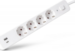 Entac Steckdosenleiste 4fach 1x USB-A & 1 USB-C, 1.5m wei&szlig;