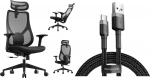Office chair SENSE7 Moyo Black + kabel usb