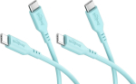Wentronic Set of 2 USB-C silicone cables, 1.5 m, turquoise