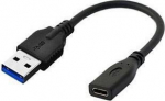 MicroConnect USB A - USB-C 0.2m USB 3.2, Gen 1 M-F Adapter, Black