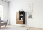 Cama MEBLE Cama living room furniture set ROCO 17 (2xRO3 + 2xRO6) antracite/wotan oak