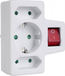 Maclean Socket 1x16A 2x2.5A Schuko MCE215 z switch/switch, max load 3680W, 2x plug euro, 1x schuko