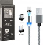 Kabel USB Prolink USB-A - microUSB + USB-C Szary (023344)