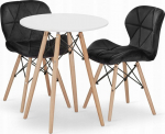 Leobert TODI round table set 60cm white + 2 LAGO chairs black