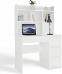 MIJAS Right Desk with Extension, White Mat 4 Drawers 4 Office Room Shelves