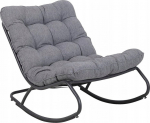 Lacestone VIBE Garden Rocking Chair with Cushion, Steel Black Gray 115 Cm