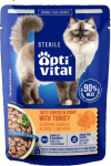 OPTIVITAL Sterile Tasty shreds in gravy with turkey - wet cat food - 85g