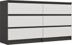 TOP E SHOP M6 MALWA CHEST OF DRAWERS 140 CM 6 DRAWERS ANTHRACITE/WHITE