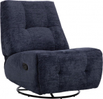 Recliner armchair WILLA with swinging and rotating manual mechanism, blue