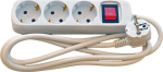 Mercodan 3-way Schuko power strip, with switch 3.0m, white