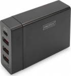 DIGITUS Ladeger&auml;t 72W 4 Port 3x USB-A 1x USB-C schwarz