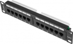 Lanberg Patch Panel 12 port 1U 10" kat.6 UTP czarny - Patch Panel 10"/1U kat. 6, 12 ports, czarny