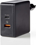 Toalaadija Nedis USB-C + USB-A, 2x 3A