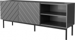 Cama MEBLE ABETO RTV cabinet on black steel frame 150x42x60 cm graphite/glossy graphite