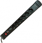 M-Cab SOCKET STRIP 6S PVC 1.5M 2U BK, SURGE AND OVERLOAD PROTECTION