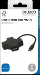 DELTACO USB-C Hubb USB-C ha -> 4xUSB-A