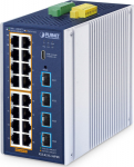 Switch Planet PLANET industrial L2+ 16-Port 10/100/1000T 802.3at PoE + 4-Port 10G SFP+ Managed Ethernet Switch Managed L2+ Gigabit Ethernet (10/100/1000) Staff PoE Aluminium, Niebieski